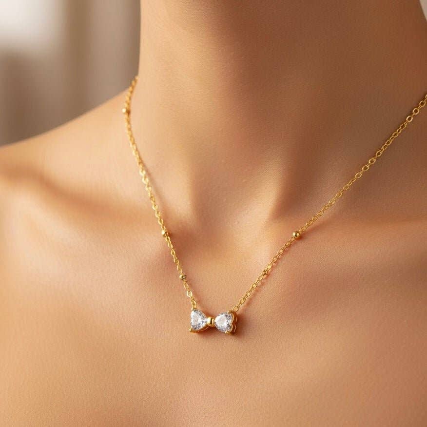 Crystal Bow Necklace - Sono Chic