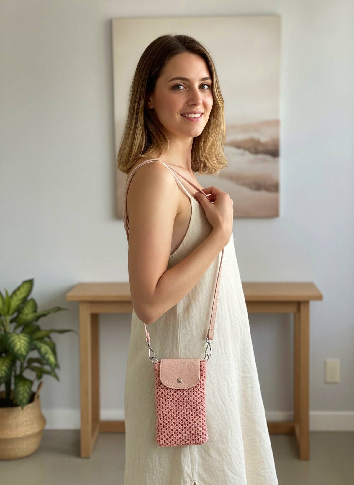 Leather & Straw Phone Bag - Sono Chic