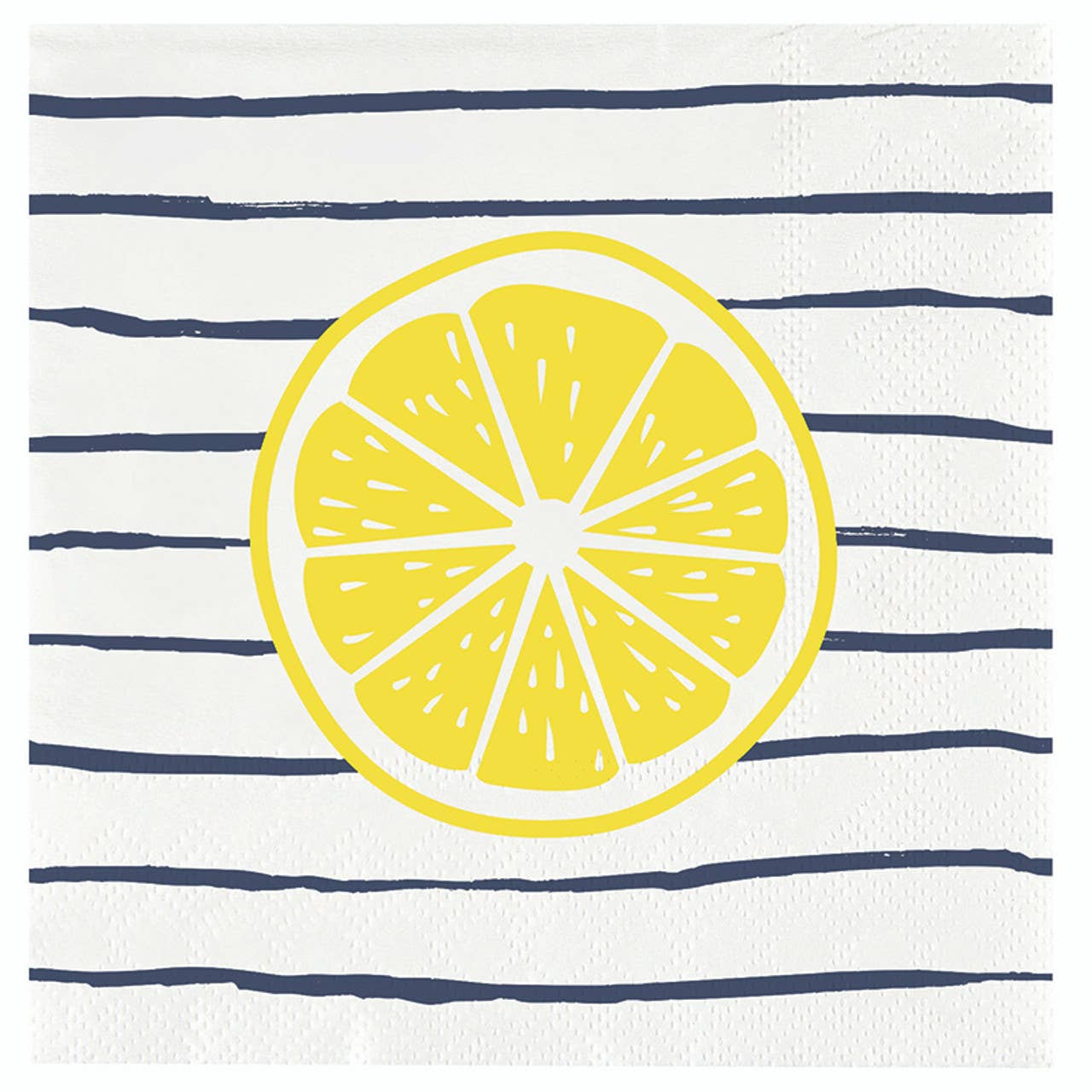 Striped fabric with a yellow lemon slice design