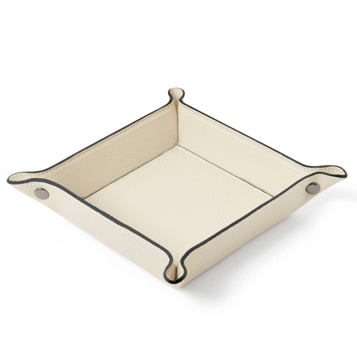 Beige leather valet tray on a white background