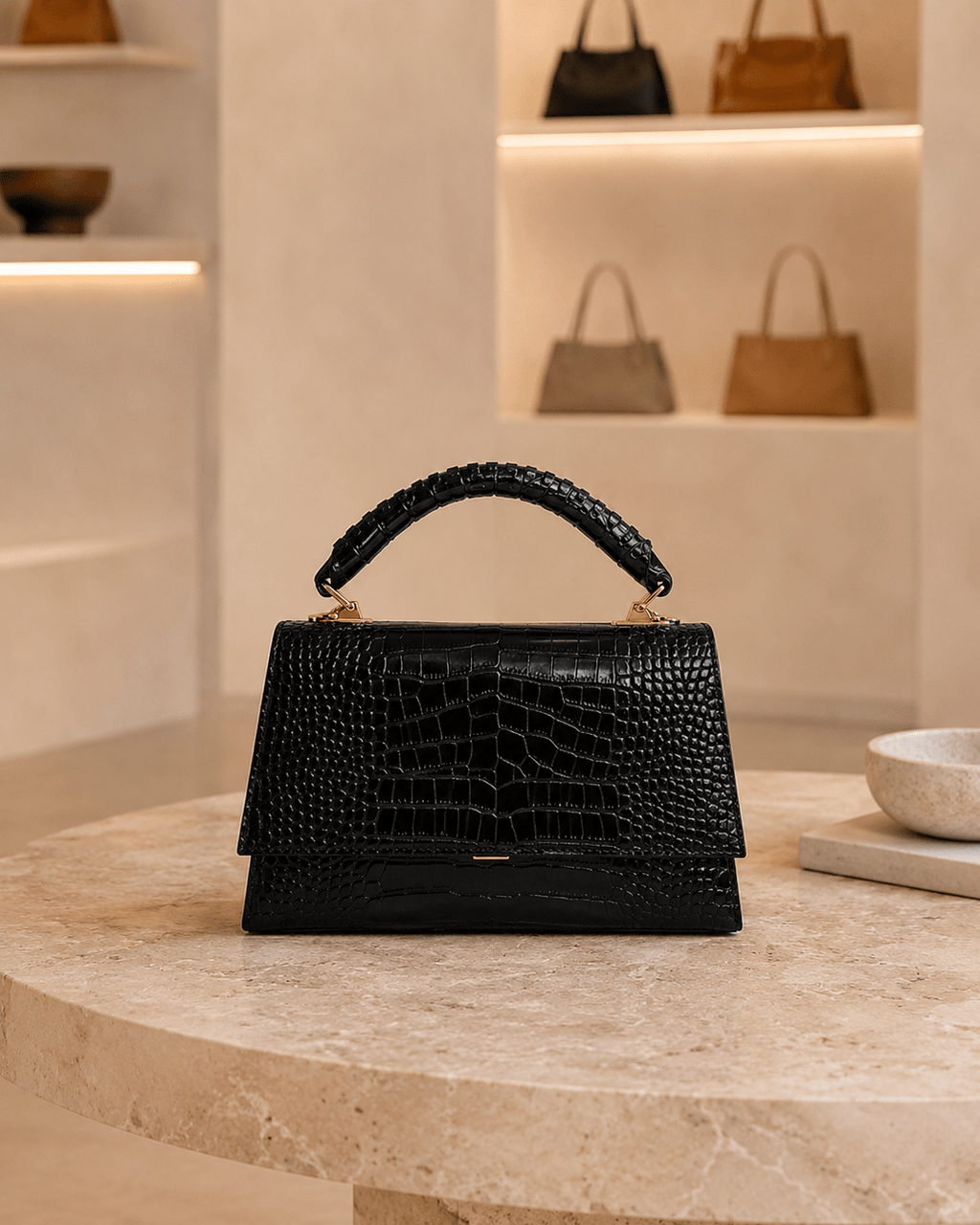 Croc-Embossed Handbag - Sono Chic