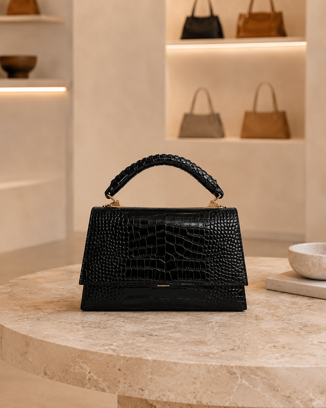 Croc-Embossed Handbag - Sono Chic