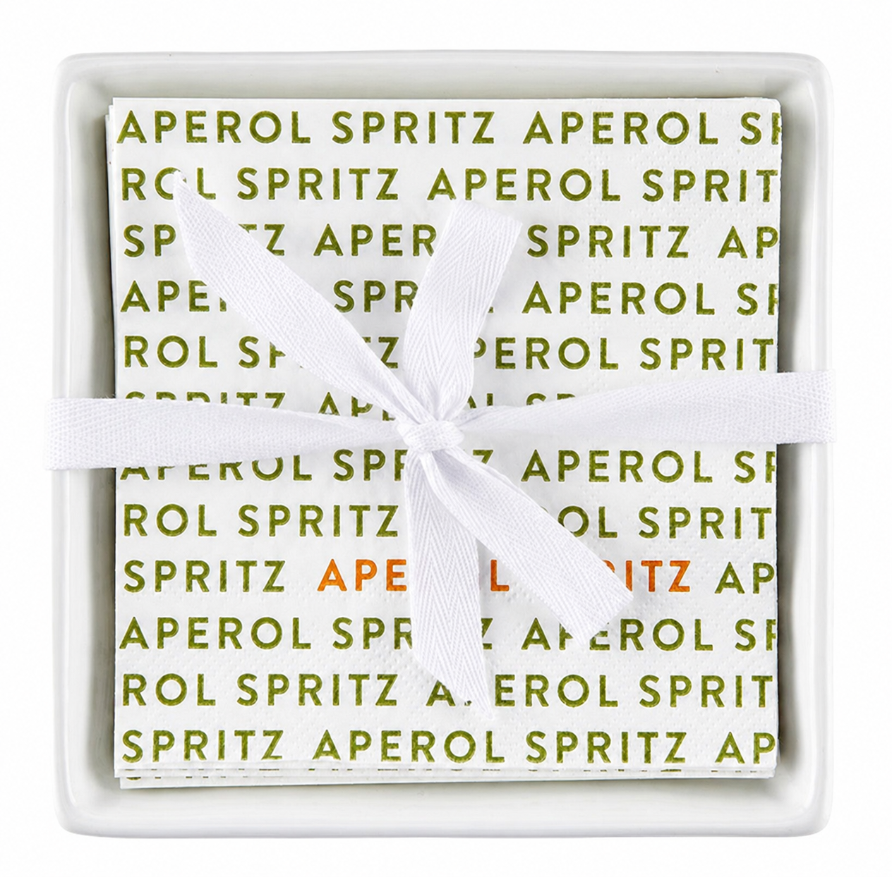 Packaging of Aperol Spritz with text on a white background