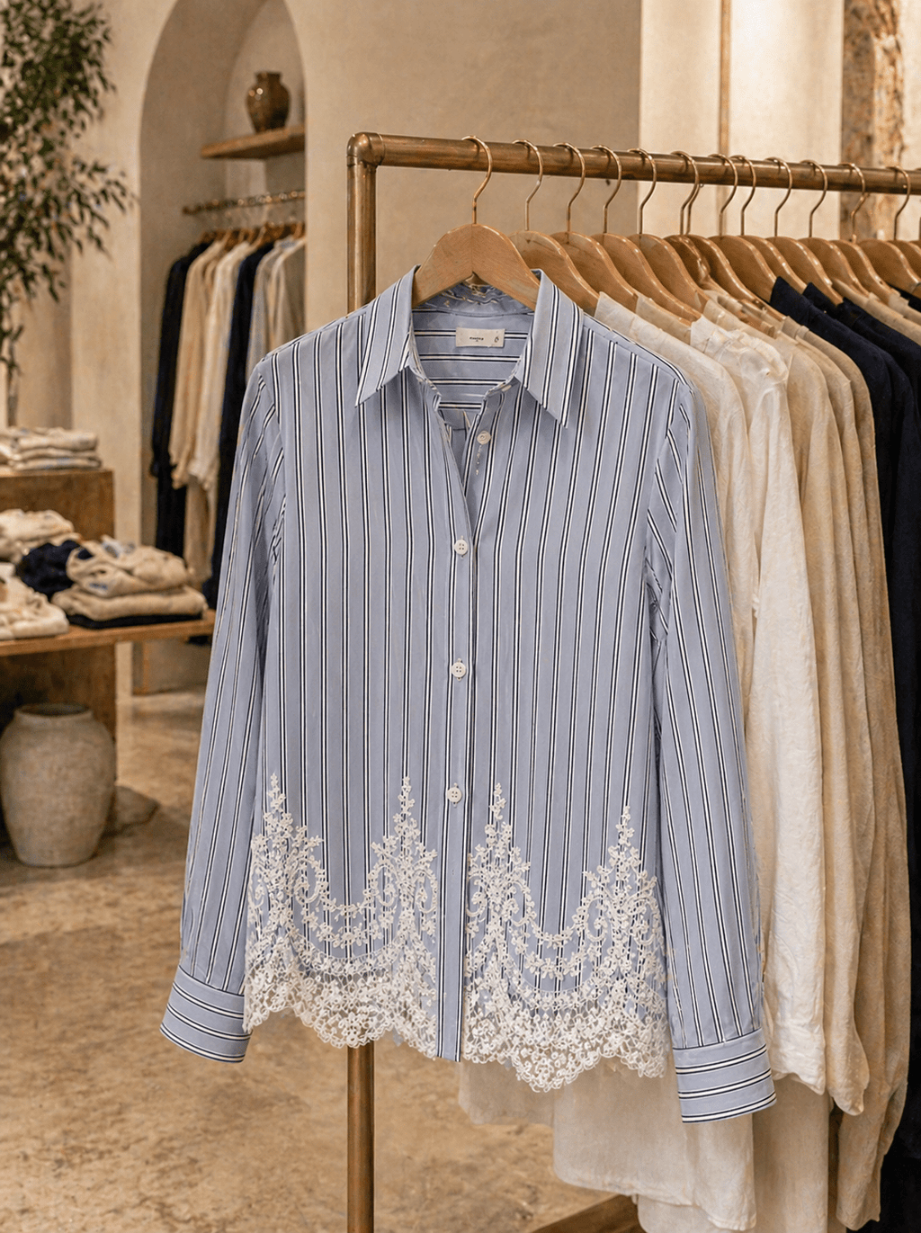 Camicia Azzurro with Lace - Sono Chic