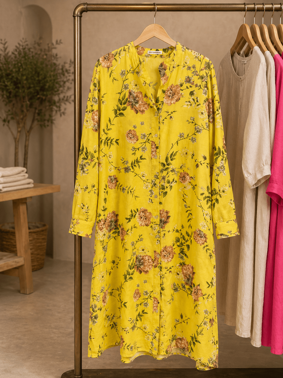 Linen Printed Dress - Sono Chic