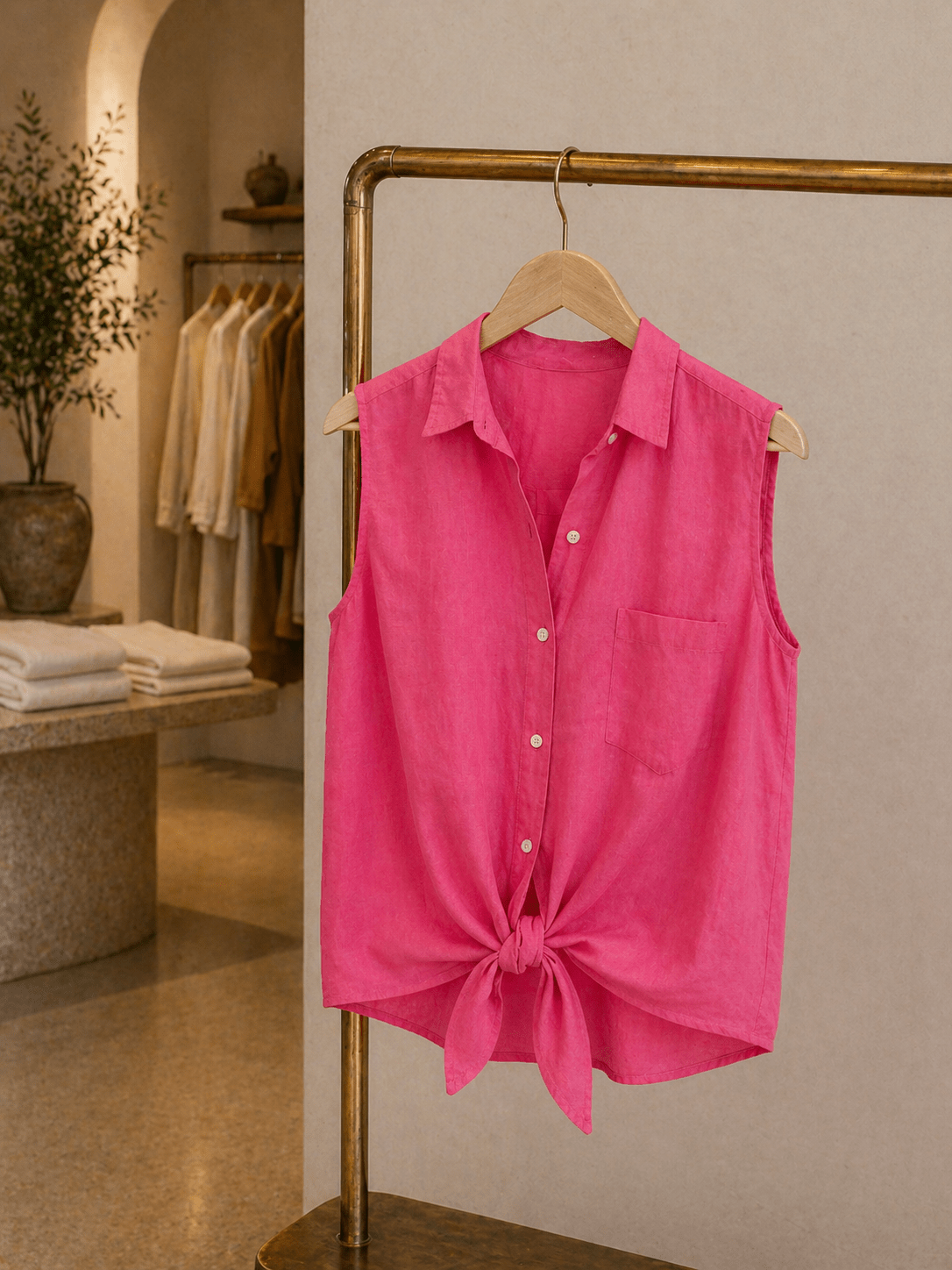 Sleeveless Linen Shirt - Sono Chic
