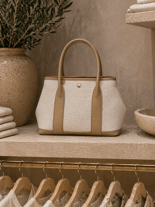 Canvas & Leather Structured Tote - Sono Chic