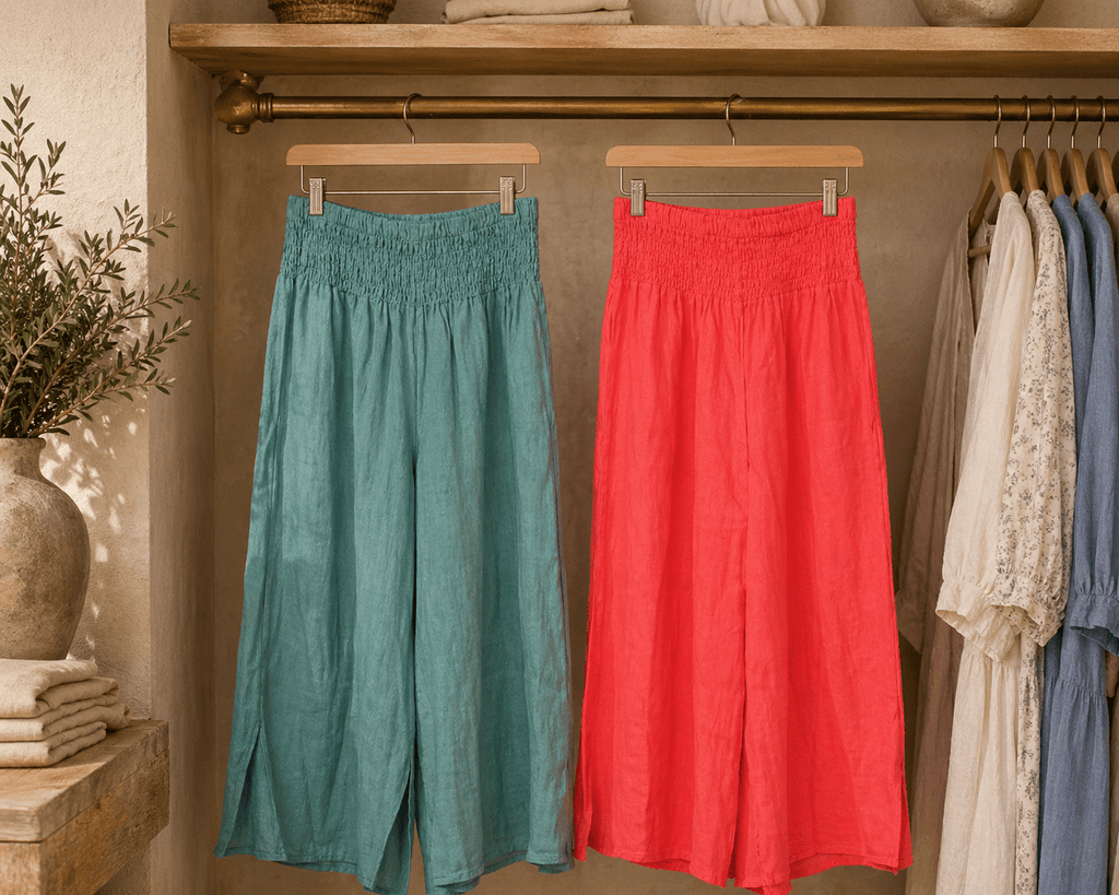 100% Linen Wide - Leg Trousers - Sono Chic