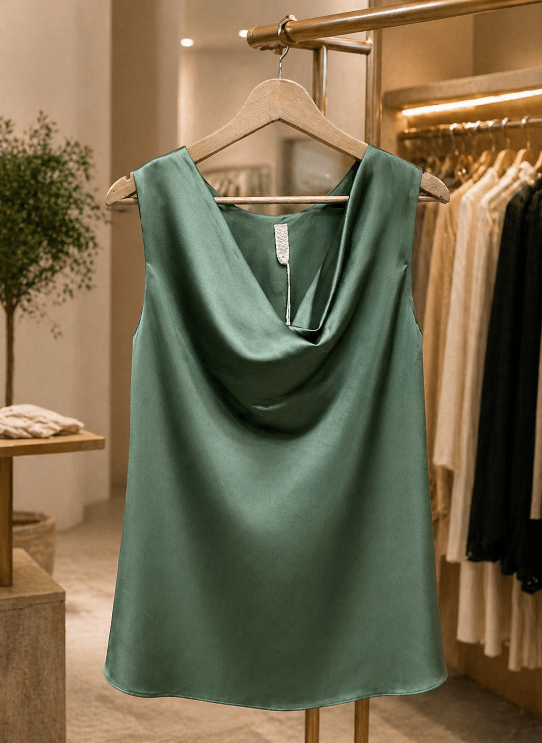 Satin Sleeveless Shirt - Sono Chic