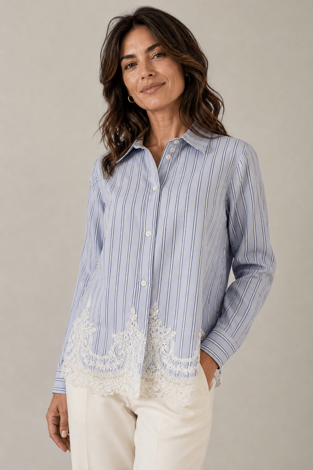 Camicia Azzurro with Lace - Sono Chic