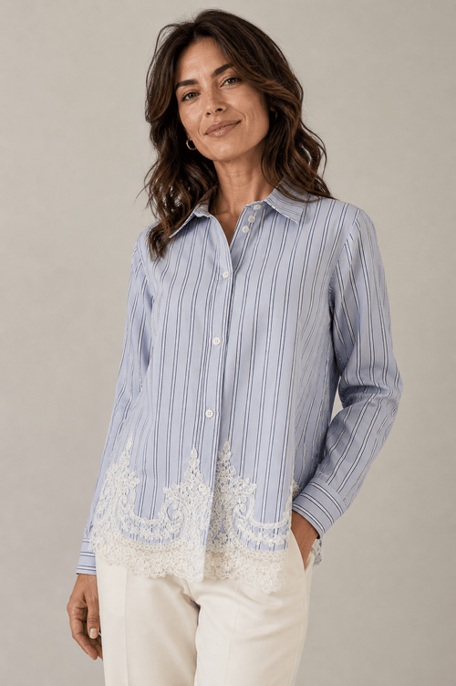 Camicia Azzurro with Lace - Sono Chic