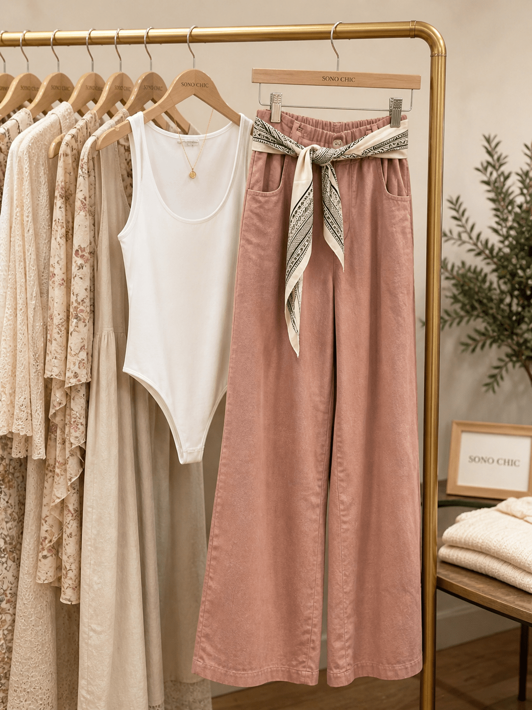 Cotton Wide - Leg Trousers - Sono Chic