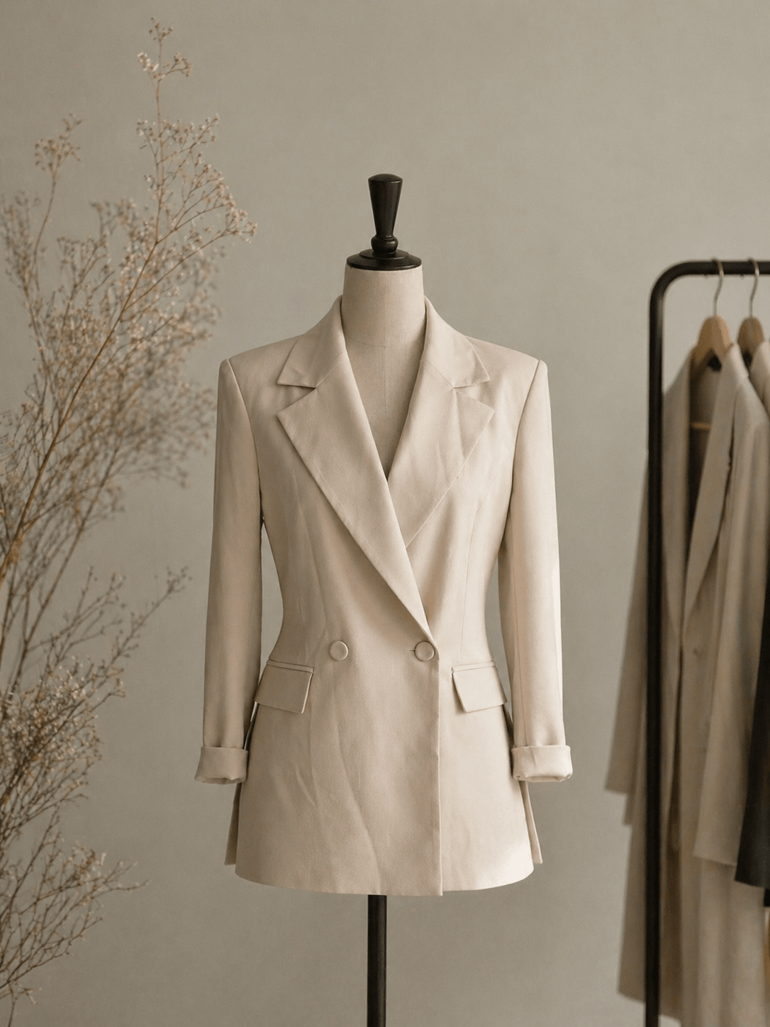Cream Double - Breasted Blazer - Sono Chic