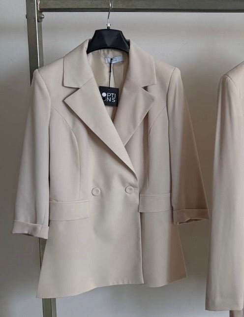 Cream Double - Breasted Blazer - Sono Chic