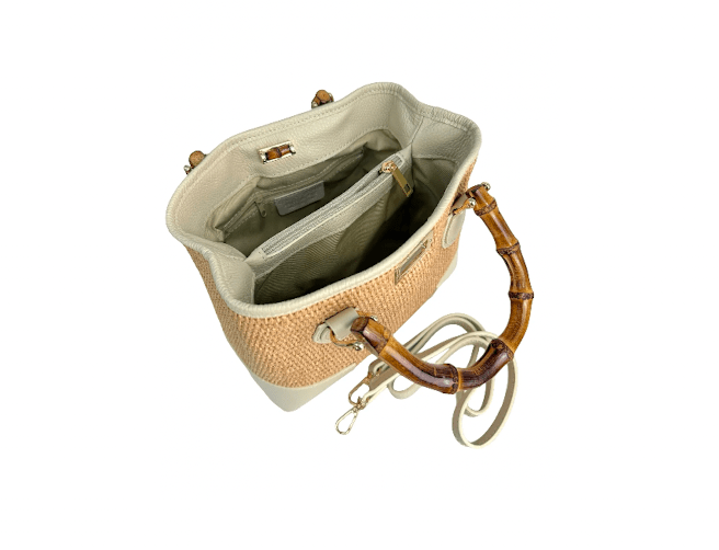 Raffia & Leather Bamboo Handle Tote - Sono Chic