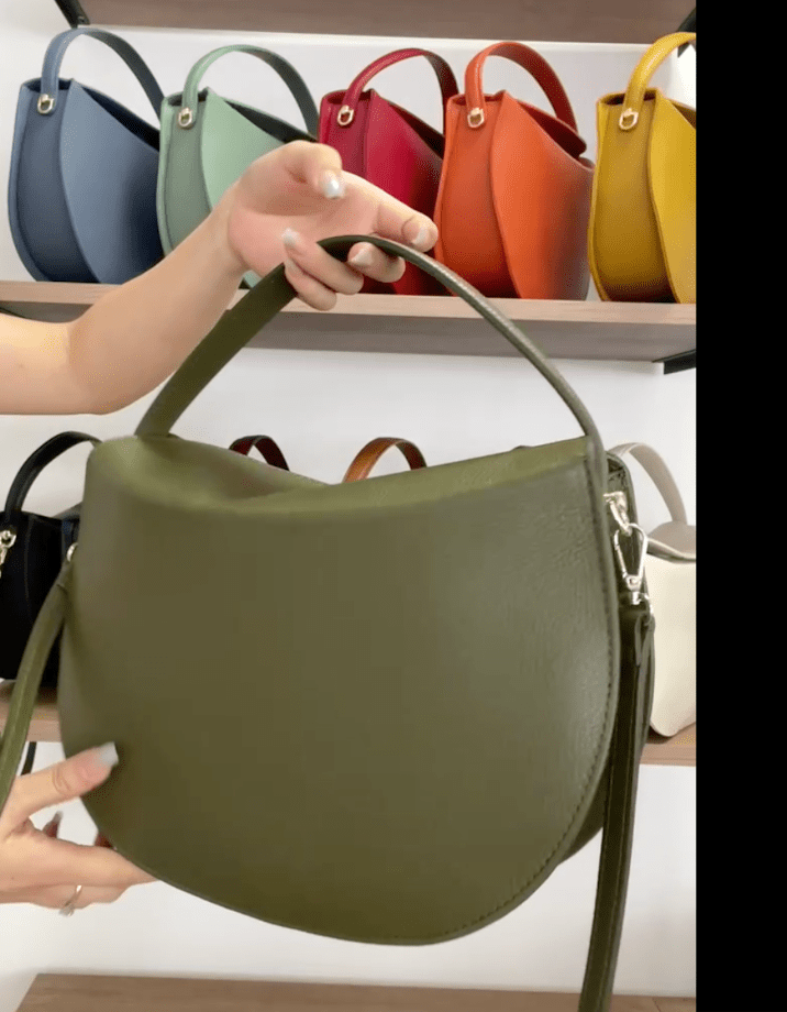 Leather Crescent Shoulder Bag - Sono Chic