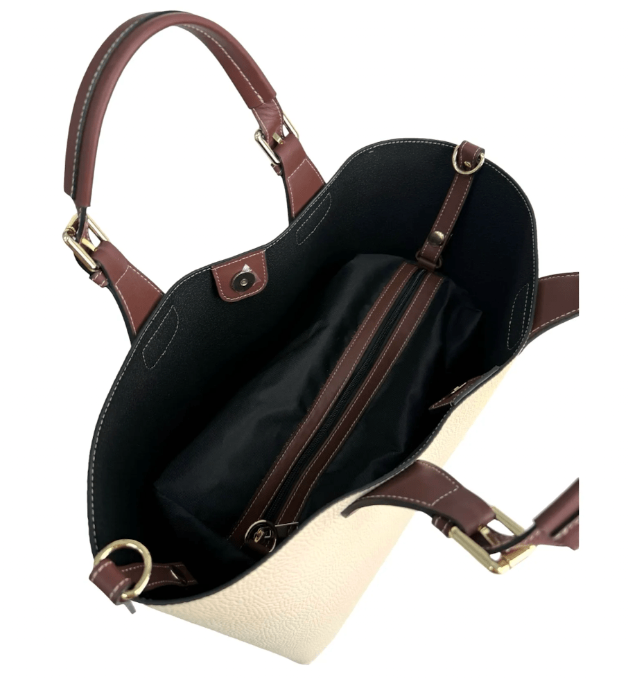 Leather Tote with Crossbody Strap - Sono Chic
