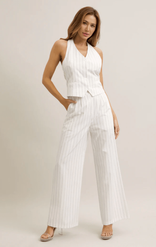 Pinstripe Vest & Trouser Set - Sono Chic