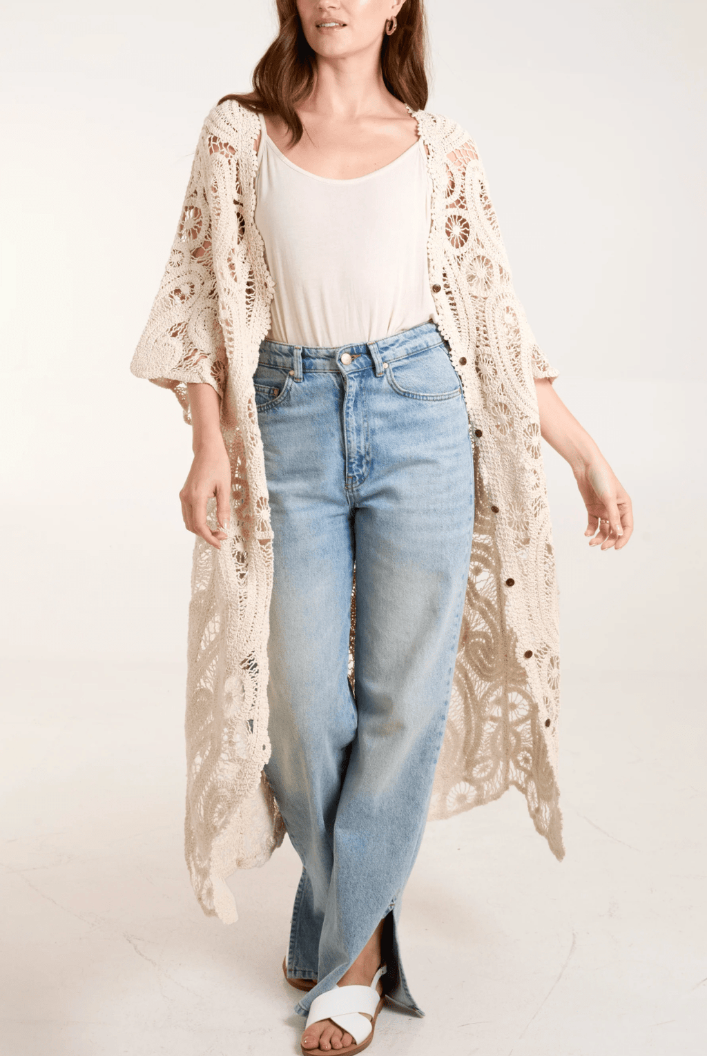 Paisley Crochet Long Cardigan - Sono Chic