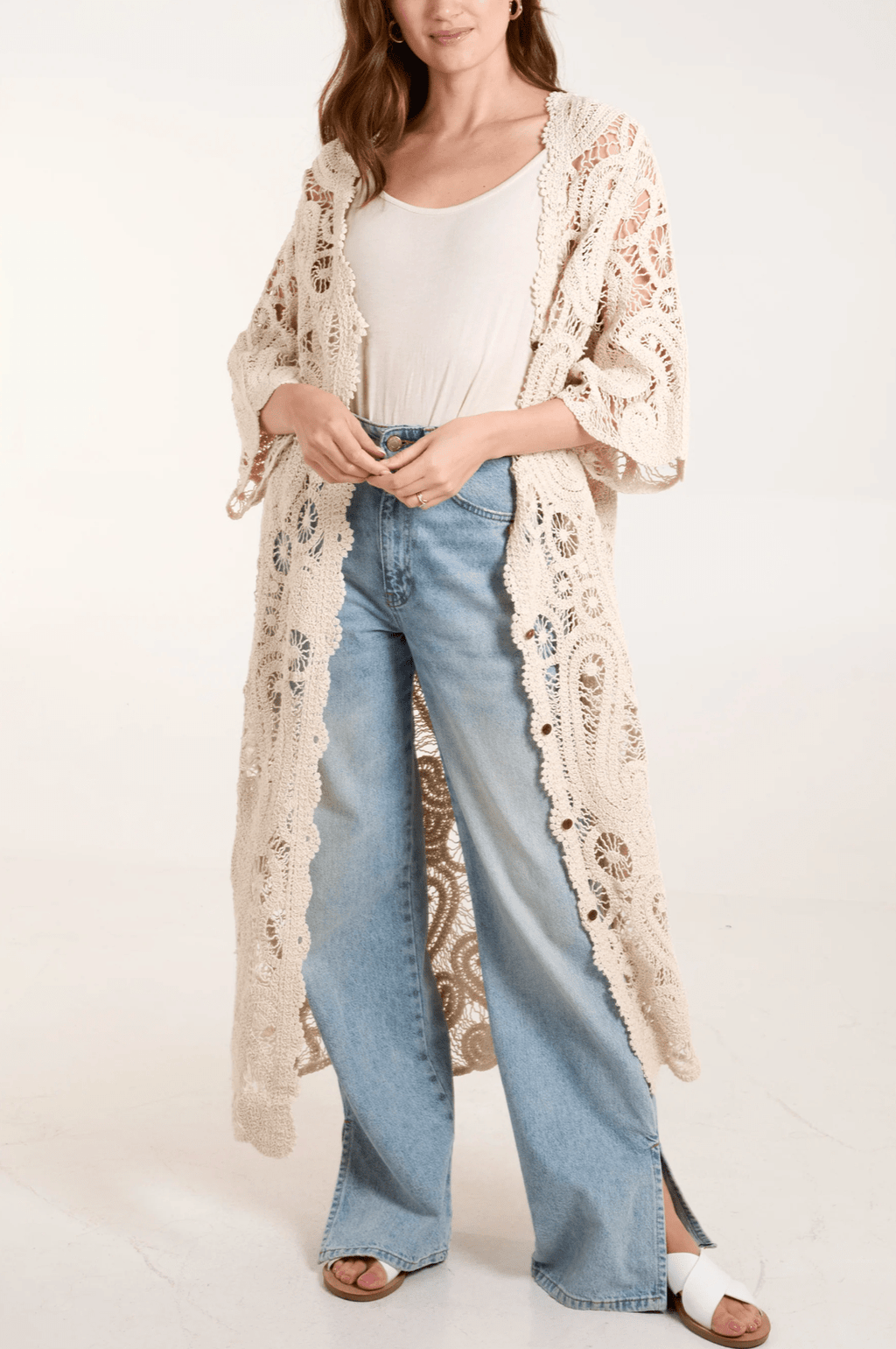 Paisley Crochet Long Cardigan - Sono Chic