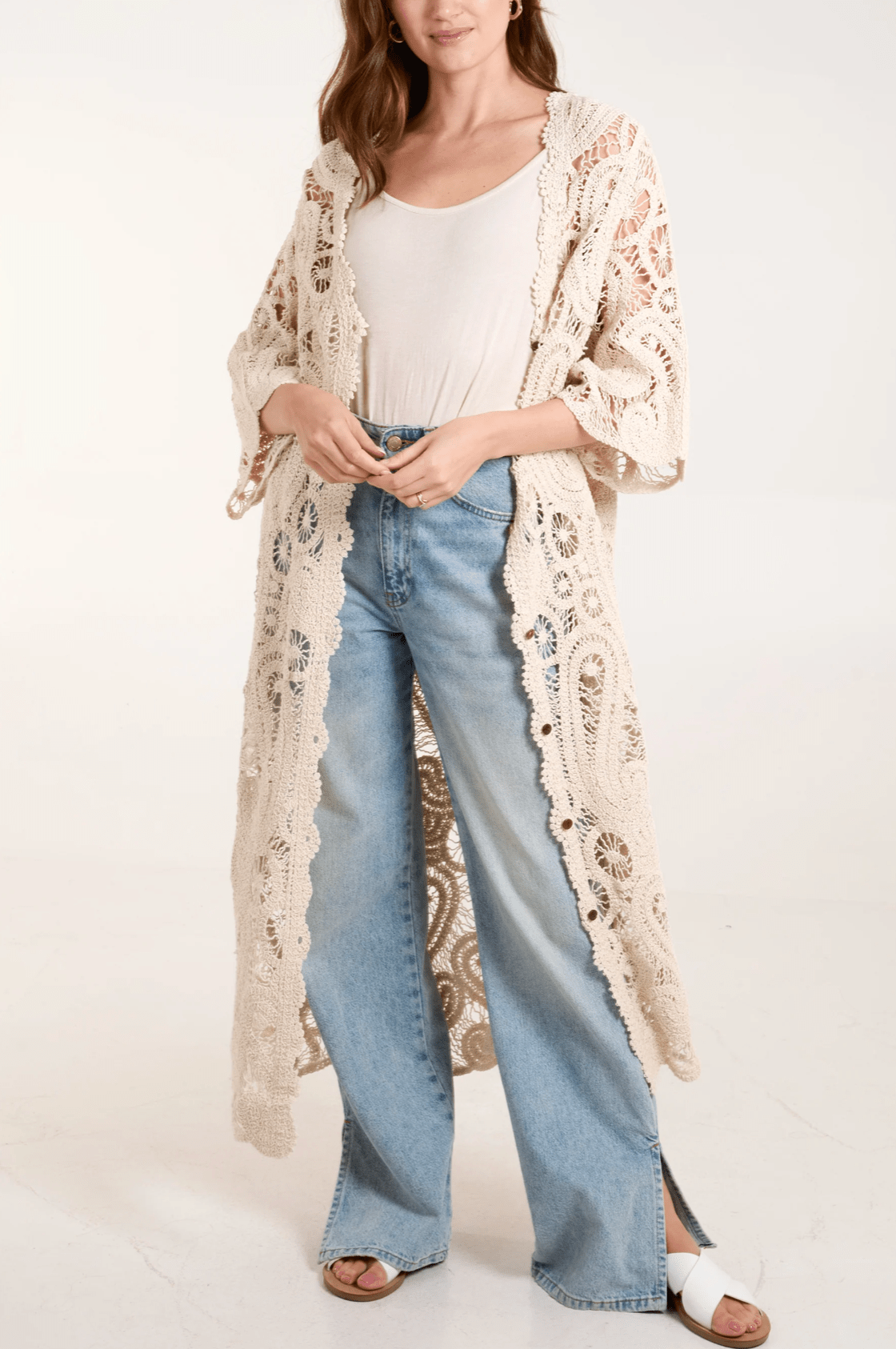 Paisley Crochet Long Cardigan - Sono Chic