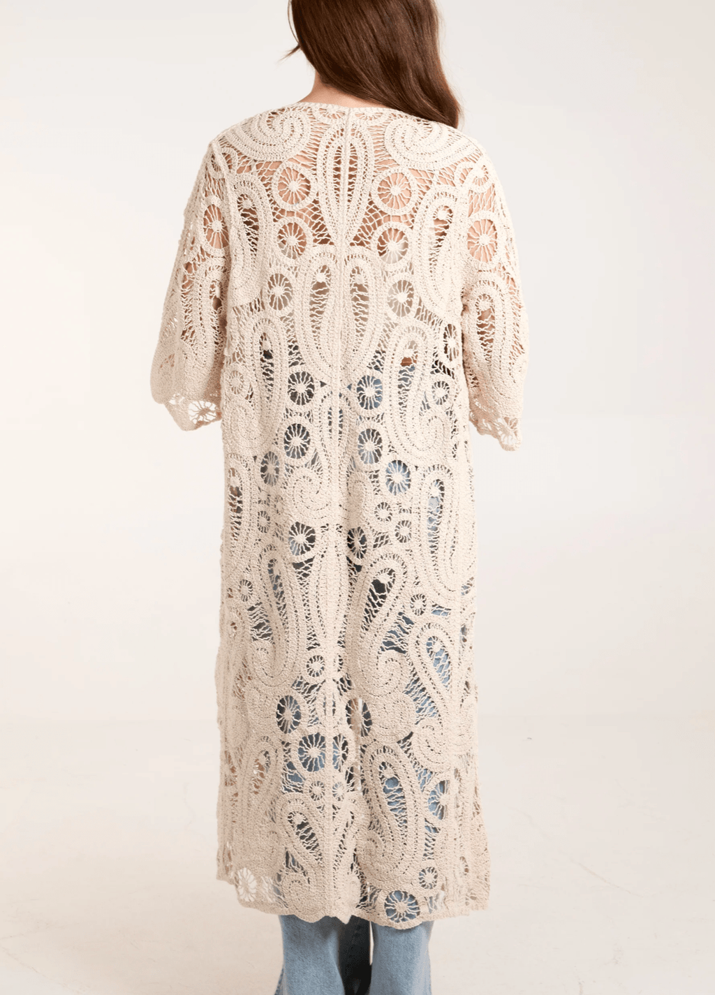 Paisley Crochet Long Cardigan - Sono Chic