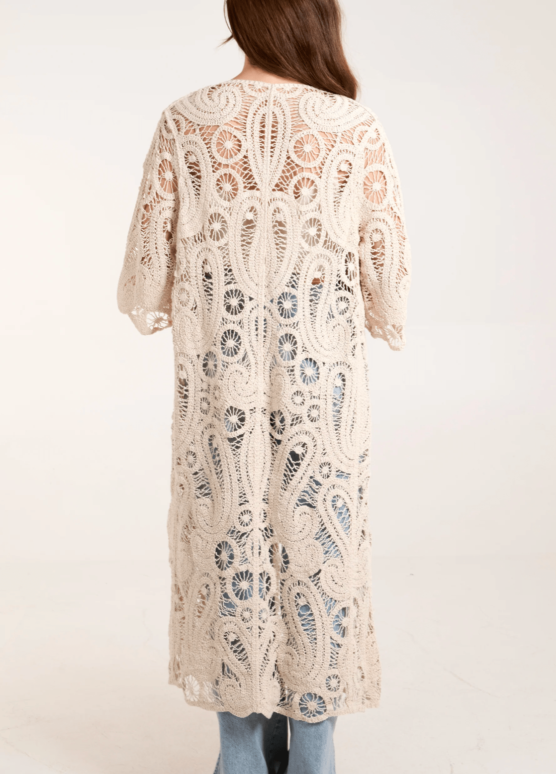 Paisley Crochet Long Cardigan - Sono Chic