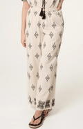 Embroidered Linen Blend Trousers - Sono Chic