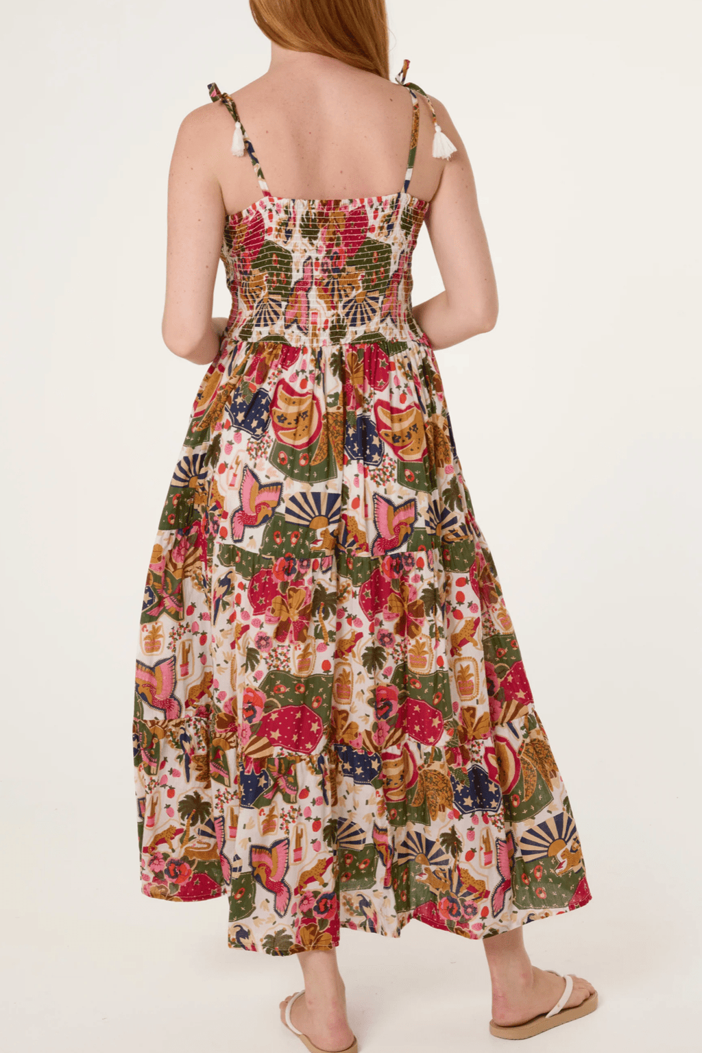 Patchwork Shirred Midi Dress - Sono Chic