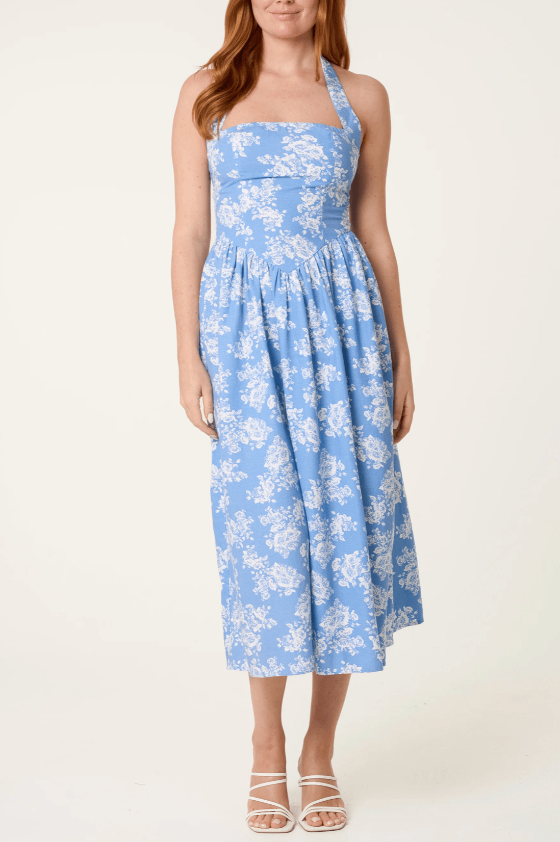 Floral Halterneck Midi Dress - Sono Chic