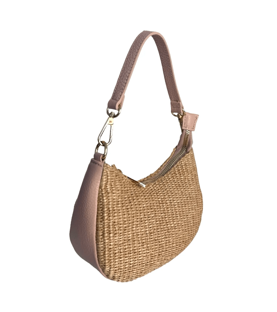 Raffia & Leather Shoulder Bag - Sono Chic