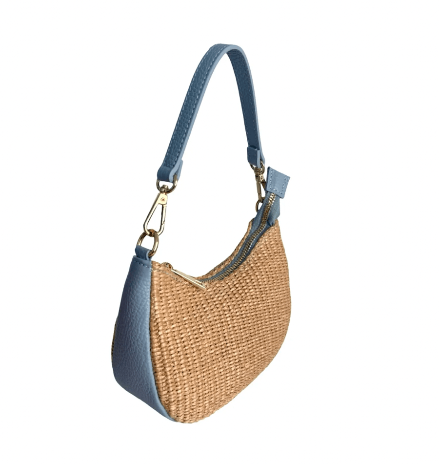 Raffia & Leather Shoulder Bag - Sono Chic