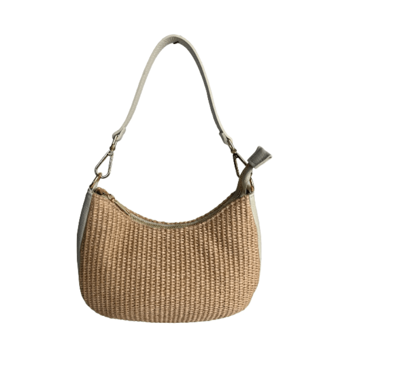 Raffia & Leather Shoulder Bag - Sono Chic