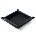Black leather valet tray on a white background