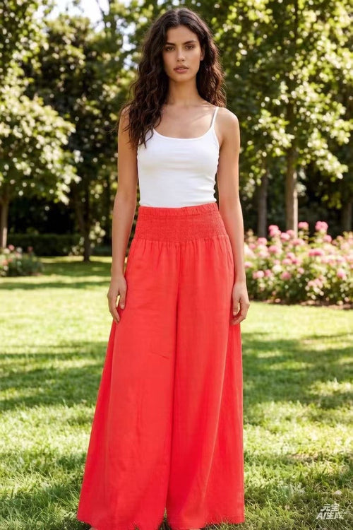 100% Linen Wide - Leg Trousers - Sono Chic